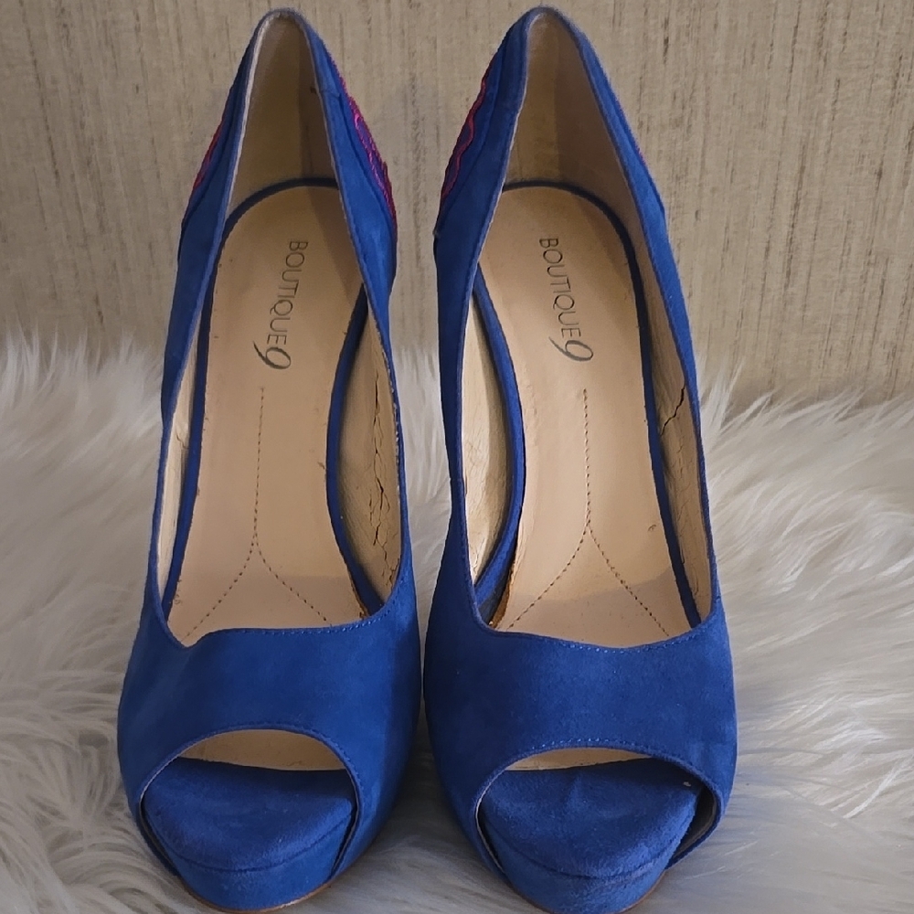 Boutique 9 - Women's Blue Peep Toe Heels